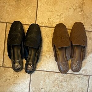 LOT OF 2 Vince Camuto Bindi Quilted Brown Mules - Brown and Black